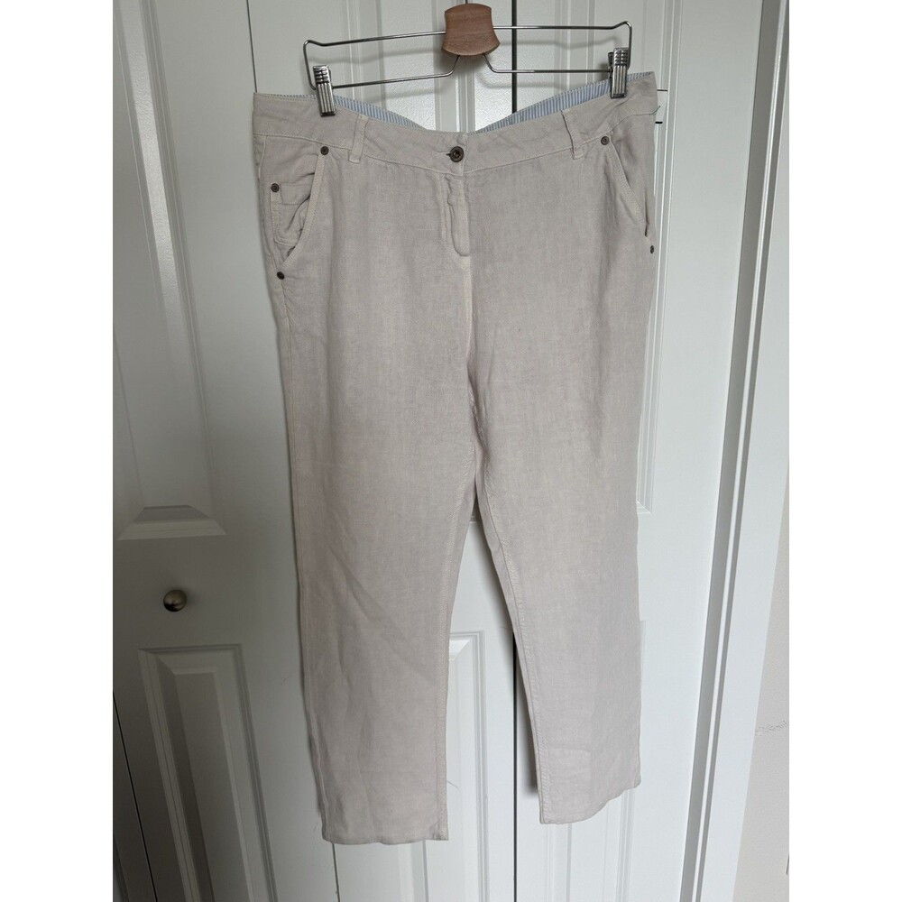 Poetry women’s beige 100%Linen Straight Leg pants Size 12